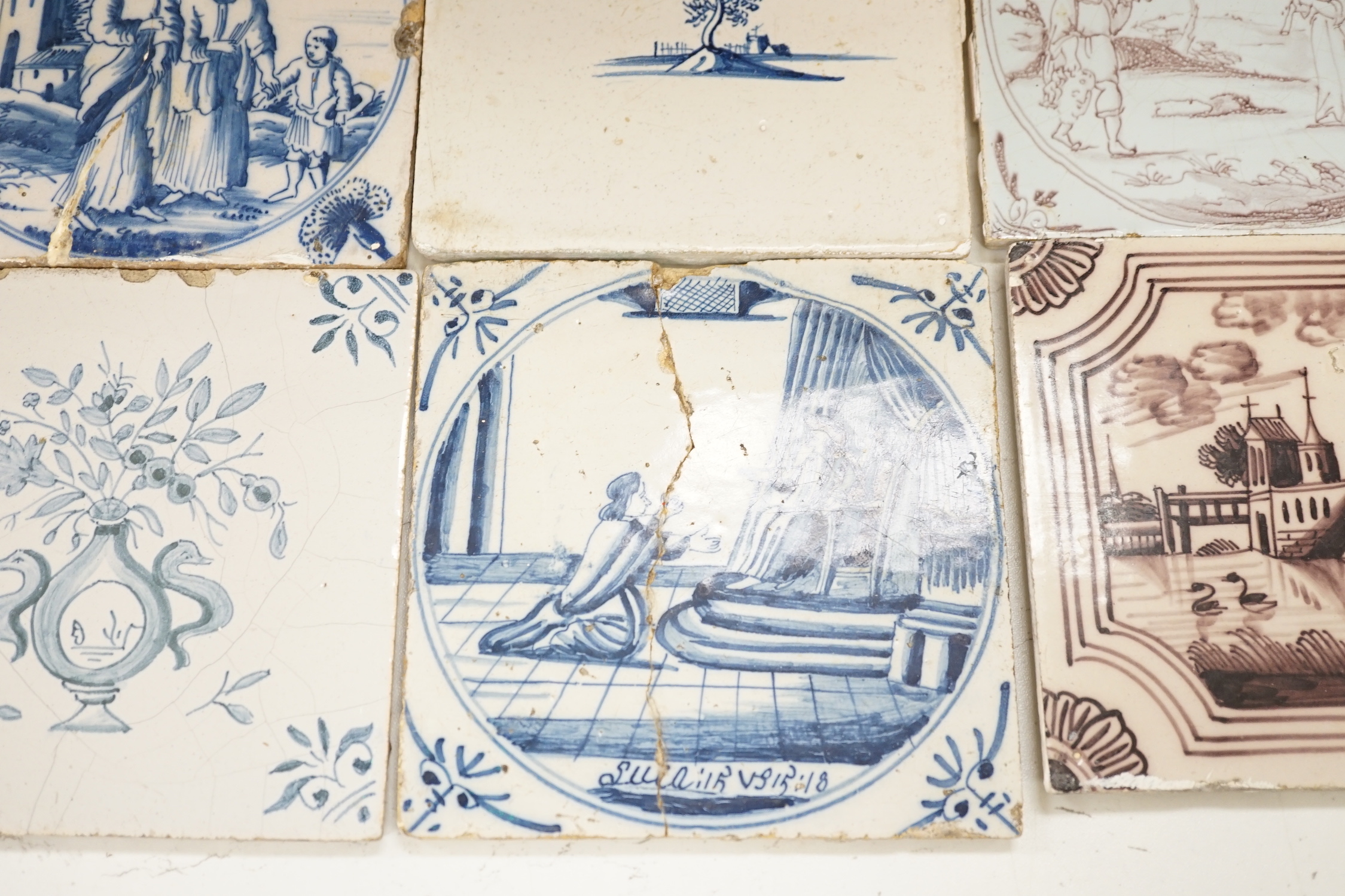 A collection of 18th and 19th century Delft tiles